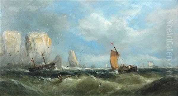 The Coast Off Jersey Oil Painting by William Adolphus Knell