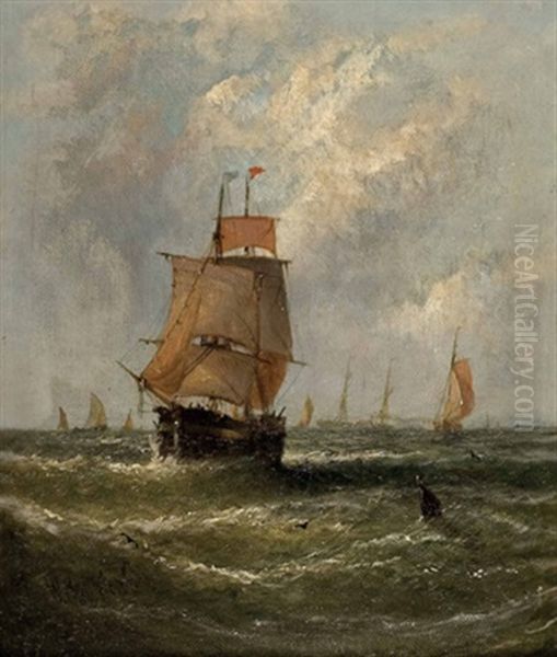 Flotte Auf Hoher See Oil Painting by William Adolphus Knell