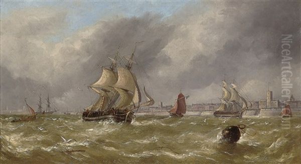 A Fresh Breeze Off Portsmouth Harbour Oil Painting by William Adolphus Knell