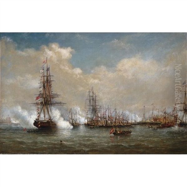 The Arrival Of The Princess Alexandra Off Gravesend Oil Painting by William Adolphus Knell