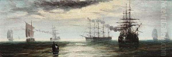 Crimean Transports Arriving At Spithead Oil Painting by William Adolphus Knell