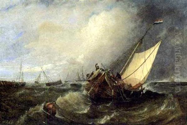 Shipping In A Choppy Sea by William Adolphus Knell