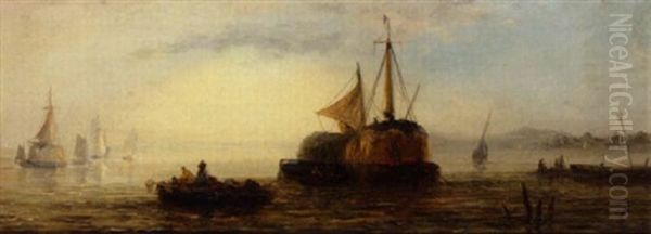 Hay Barge Oil Painting by William Adolphus Knell