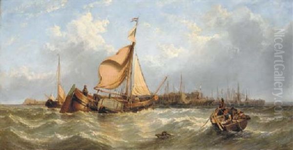 Harwich Harbor Oil Painting by William Adolphus Knell