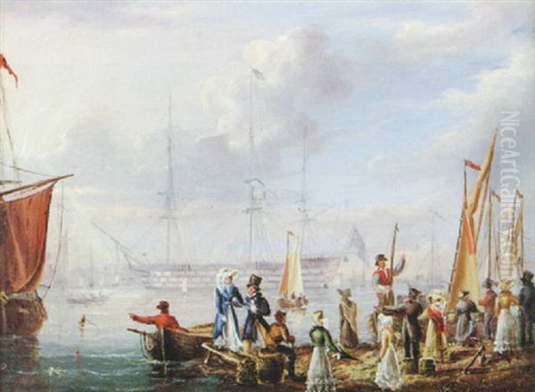 Disembarking At Portsmouth Oil Painting by William Adolphus Knell