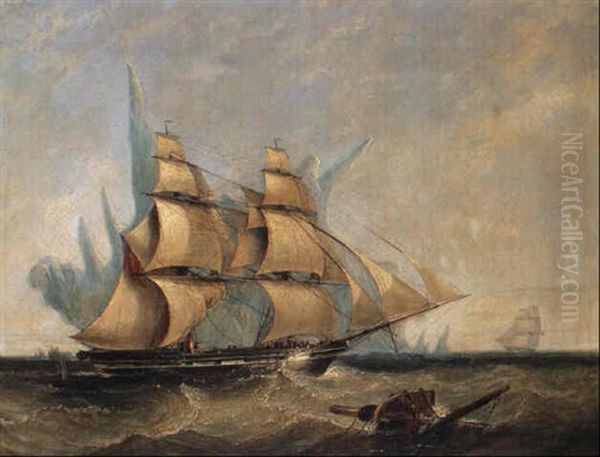 The Codrington Homeward Bound, Passing An Immense Iceberg... Oil Painting by William Adolphus Knell