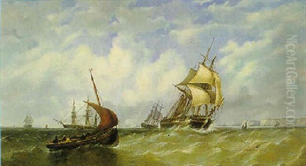 Blustery Day In The Channel Oil Painting by William Adolphus Knell