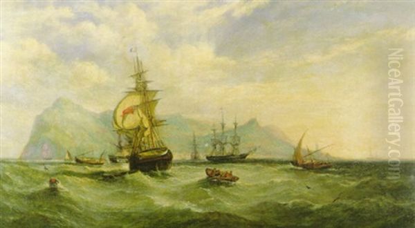 Outward Bound Entering Funchalroads Madeira Oil Painting by William Adolphus Knell