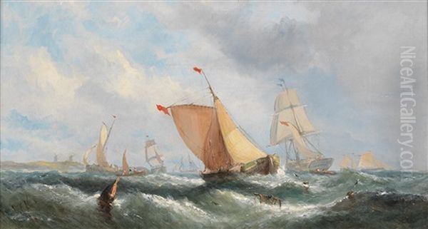 Fishing Boats, Mouth Of The Thames Oil Painting by William Callcott Knell