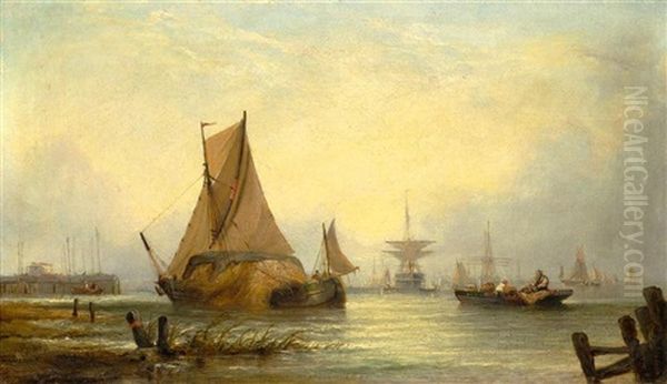 Harbour Scene With Ships Oil Painting by William Callcott Knell