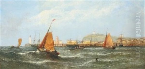 A Breezy Day Off Folkstone Oil Painting by William Callcott Knell