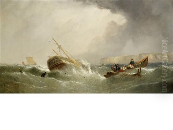 Retrieving Wreckage Oil Painting by William Callcott Knell