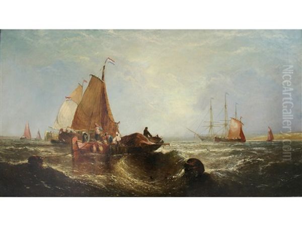 Nearing The Dutch Coast Oil Painting by William Callcott Knell