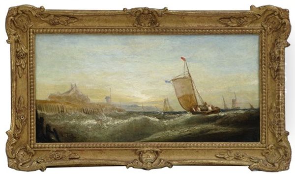 Evening Fishing Boats Oil Painting by William Callcott Knell