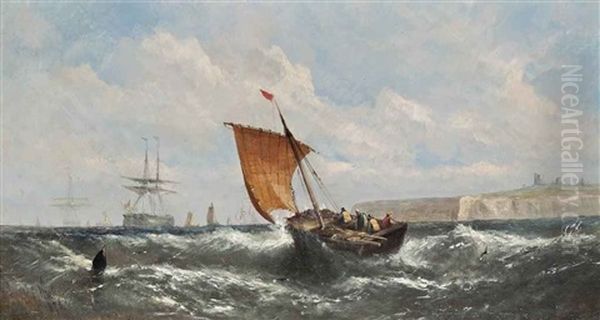 Fishing Boats In The Channel Oil Painting by William Callcott Knell