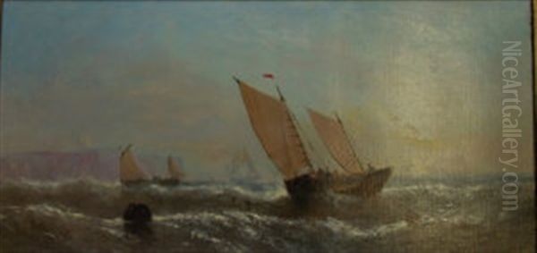 Fishing Vessels Off A Headland Oil Painting by William Callcott Knell