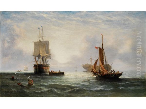 Marinestuck Oil Painting by William Callcott Knell