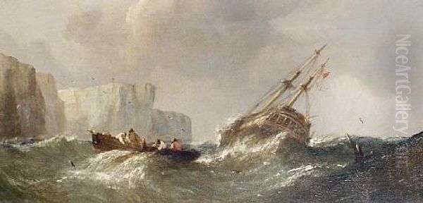 Sailing In Rough Seas (+ Another, Similar; Pair) by William Callcott Knell