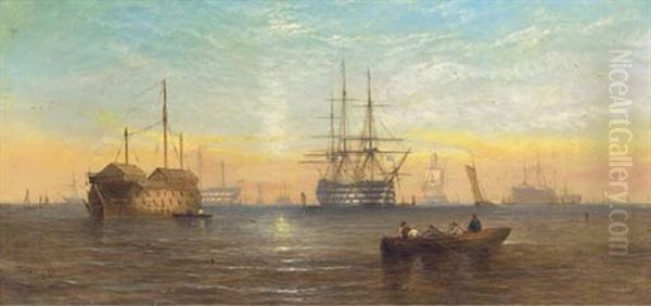 All In The Downs The Fleet Was Moored Oil Painting by William Callcott Knell