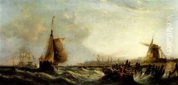 A Summer Morning At Sheerness Looking From Queensborough Oil Painting by William Callcott Knell