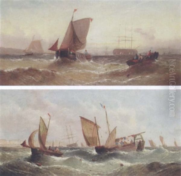 Fishing Boats Oil Painting by William Callcott Knell