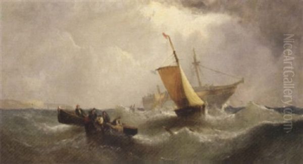 Salvaging The Wreck Oil Painting by William Callcott Knell