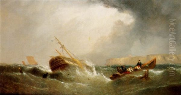 Retrieving Wreckage Oil Painting by William Callcott Knell