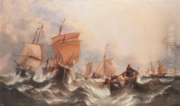 Harvesting The Catch Oil Painting by William Callcott Knell