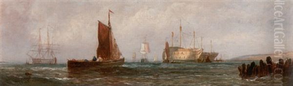 On The River Medway Oil Painting by William Callcott Knell