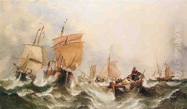 Harvesting The Catch Oil Painting by William Callcott Knell