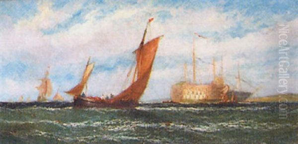 Shipping In A Swell Oil Painting by William Callcott Knell