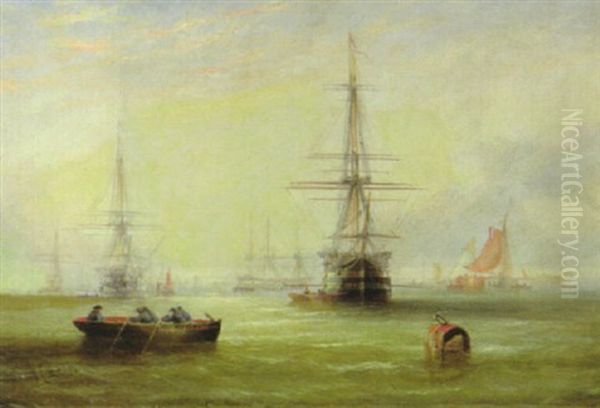 Segelschiffe Beim Ausbooten Oil Painting by William Callcott Knell