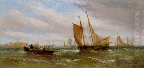 Fischerboote Vor Der Franzosischen Kuste Oil Painting by William Callcott Knell