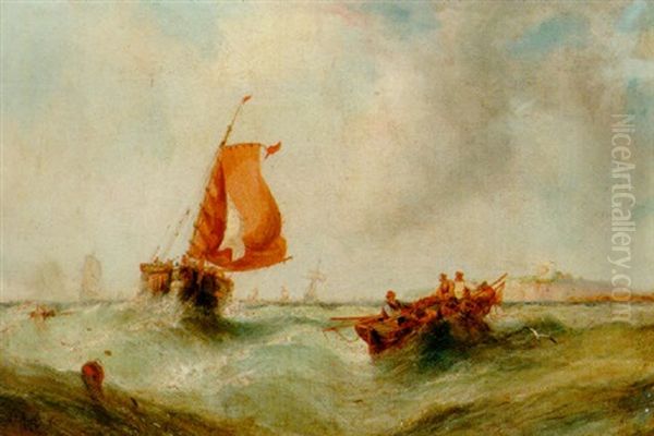 Fiskere Pa Havet Oil Painting by William Callcott Knell