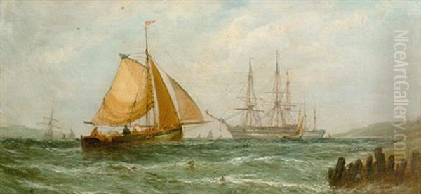 A Summers Afternoon, Mouth Of The Thames Oil Painting by William Callcott Knell