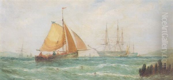 A Summer's Afternoon, Mouth Of The Thames Oil Painting by William Callcott Knell