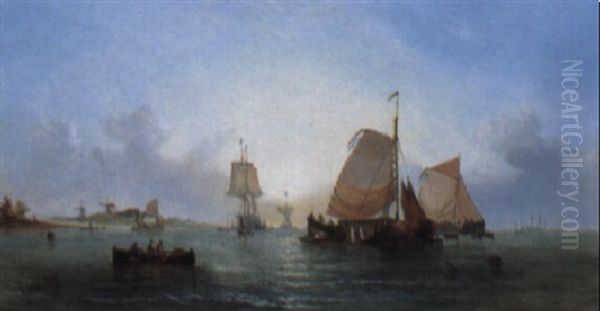 A Summer's Morning Off The Dutch Coast Oil Painting by William Callcott Knell