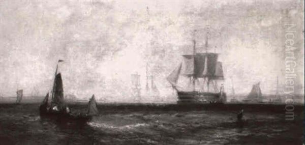 Shipping In The Solent Oil Painting by William Callcott Knell