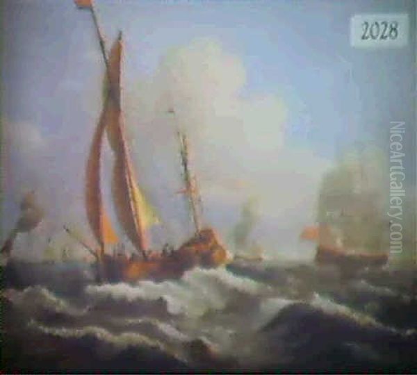 Ships Oil Painting by William Callcott Knell