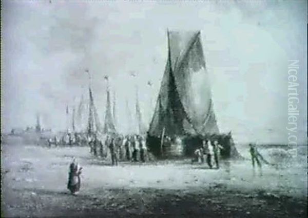 Bringing In The Catches Oil Painting by William Callcott Knell