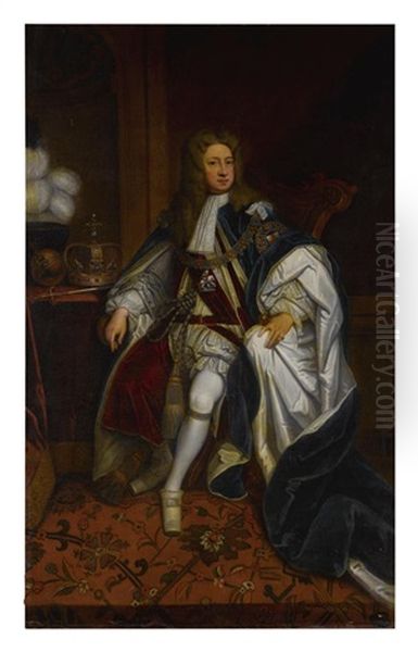 Portrait Of King George I (1660-1727), Full Length Oil Painting by Godfrey Kneller