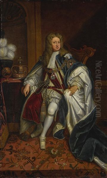 Portrait Of King George I (1660-1727), Full Length Oil Painting by Godfrey Kneller