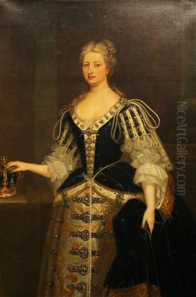 Portrait Of Queen Anne Of Austria (1604-1666) Oil Painting by Godfrey Kneller