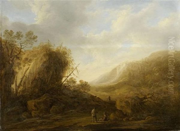 Bergige Landschaft Mit Wanderern Oil Painting by Francois Van Knibbergen