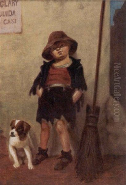 Boy With Dog Oil Painting by A. Roland Knight