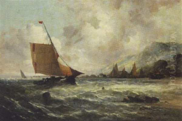 Fischereiflotte Vor Der Kuste Oil Painting by Charles Parsons Knight