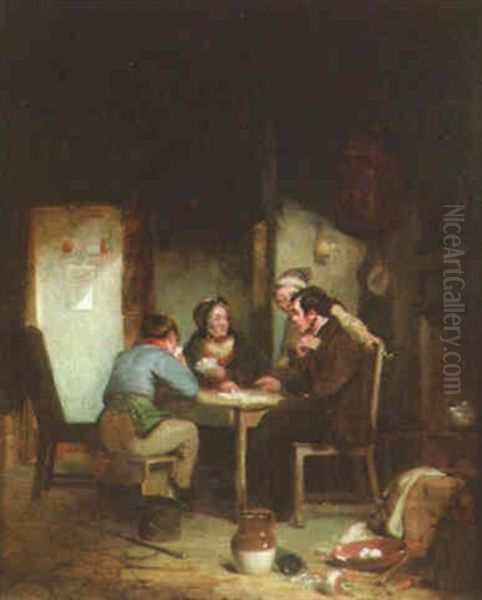 The Card Players Oil Painting by Charles Parsons Knight