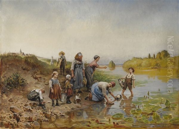 Porteurs D'eau De Village Oil Painting by Daniel Ridgway Knight