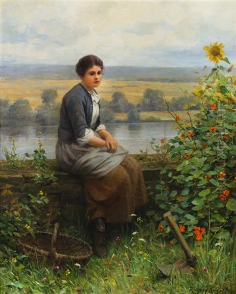 An Idle Moment Oil Painting by Daniel Ridgway Knight