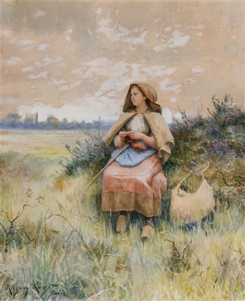 The Little Shepherdess Oil Painting by Daniel Ridgway Knight